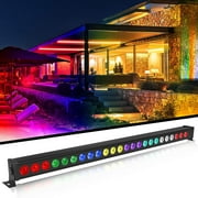 JAJALUYA 2-Pack Rectangular RGB 24 LED Wall Washer Light Bar with Remote for Stage Party