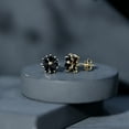 thumbnail image 4 of Rosec Jewels Statement Floral Stud Earrings with Black Onyx for Women - AAA Quality, 14K Yellow Gold, 4 of 8