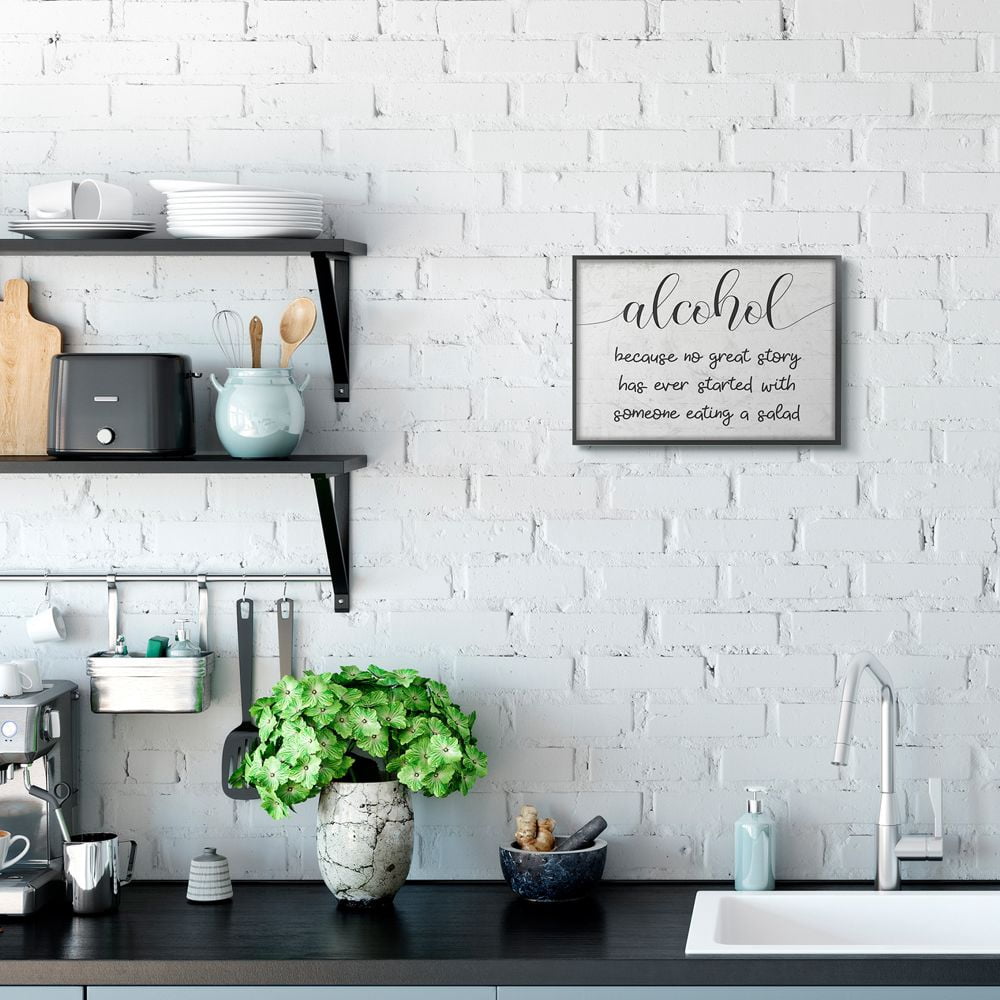 Stupell Industries Alcohol Because No Great Story Has Salad Quote Designed by Daphne Polselli