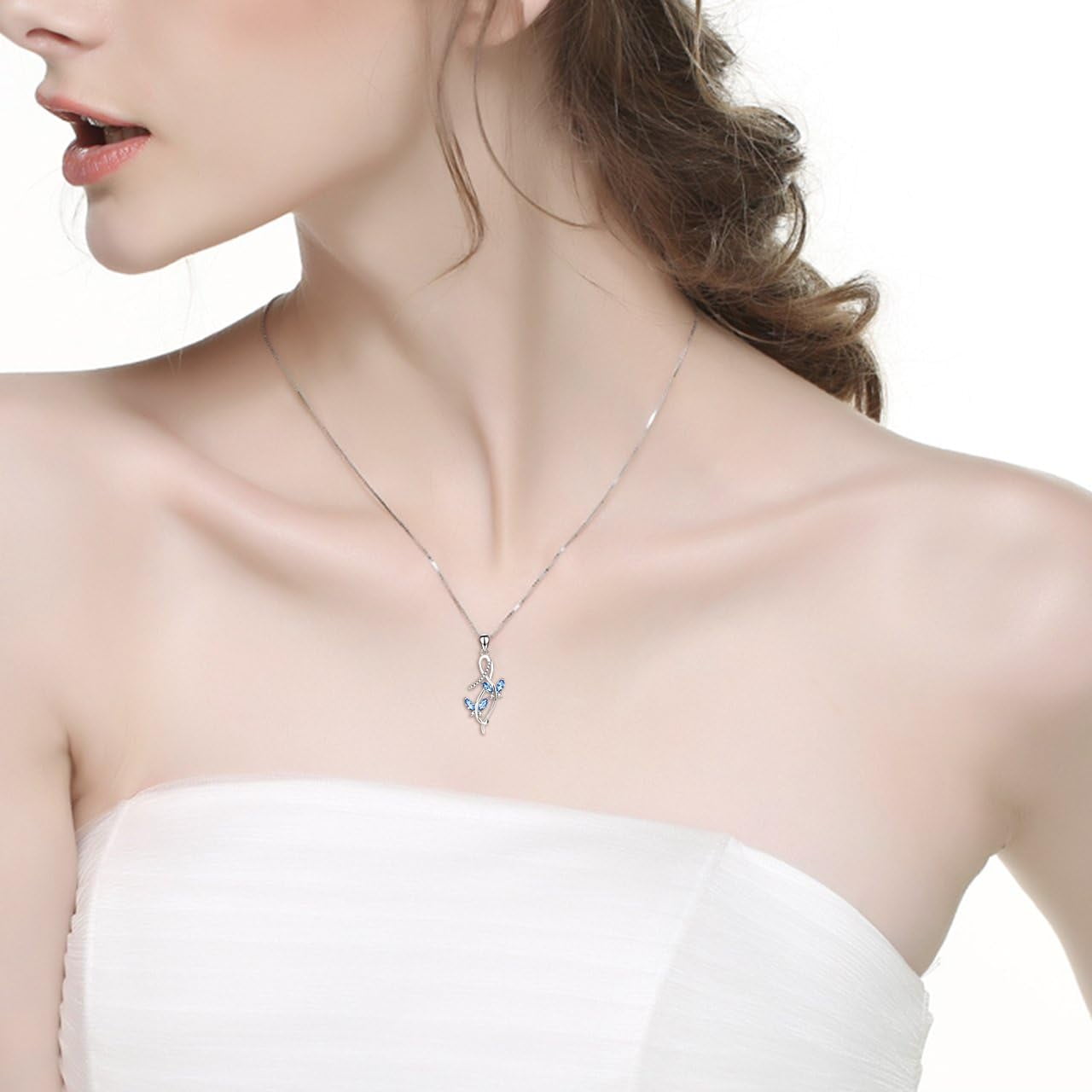 SISGEM Anniversary Jewelry Gifts for Her, 925 Sterling Silver Infinity Butterfly Pendant Necklace with Birthstone Crystal from Austria, Birthday Christmas Jewelry for Women 18 Inches (Gift Box)