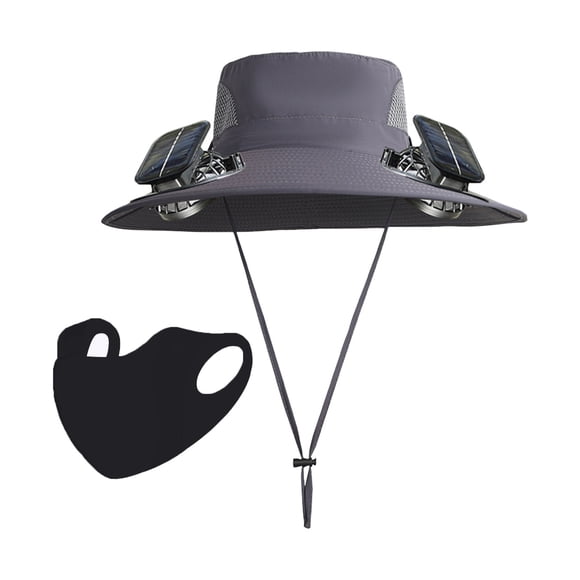 Chapeau Ventilateur Solaire à Grand Bord avec Écran Facial - Chapeau de Soleil à Ventilation à Vitesse Réglable pour Hommes - Casquette d'Extérieur à Énergie Solaire et Rechargeable par USB pour la Pêche, le Jardinage et la Protection Solaire