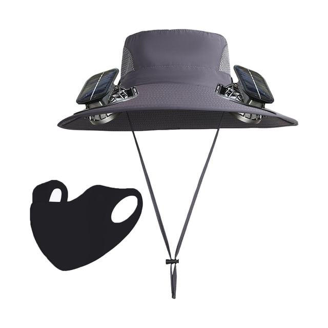 YIMWNYI Wide Solar Fan Outdoor Fishing Hat, Sun Hat with Solar Fan, Adjustable 3 Speed Cooling Effect, Breathable UV Protection Hat, Lightweight Outdoor Activities Hat, Comfortable Fishing Cap