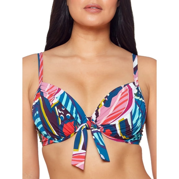 Women's Bleu Rod Beattie F22351D Absolutely Fabulous Tie Front Underwire Swim Top (Multi 34DD)