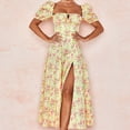 thumbnail image 2 of Milk Maid Dress for Women Floral Corset Dress Summer Puff Sleeve Floral Split Maxi Dress Boho Casual Beach Dress, 2025 Under 10 Dollar Limited Time, 2 of 6