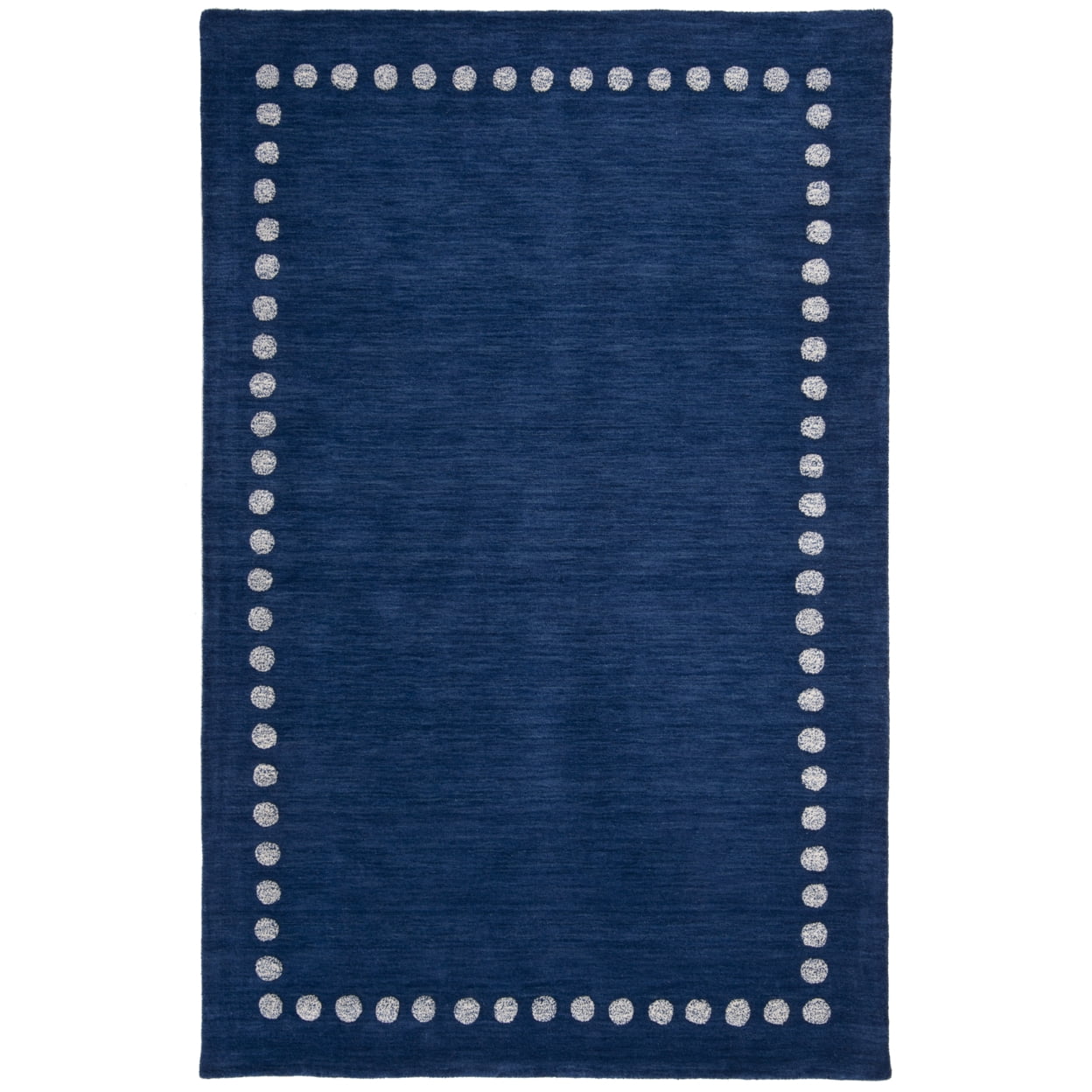 SAFAVIEH Kids Dotted Border Area Rug, Navy, 3' x 3' Square