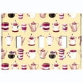 thumbnail image 2 of Metal Light Switch Wall Plate Outlet Cover (Coffee Mocha Espresso Tea Pot Kettle Maker Festive Cup Cream Pattern - Triple Toggle), 2 of 2