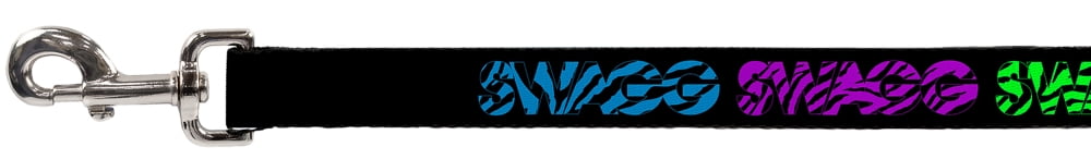 Buckle-Down Pet Leash, Dog Leash, Swagg Black Zebra Multi Neon, 6 Feet Long 1.0 Inch Wide