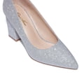 thumbnail image 4 of Zhabtuc Women's Pointed Toe Chunky High Heels Closed Toe Block Heels Slip on Pumps Dress Office Pumps Shoes for Lady Glitter Silver Size 8.5, 4 of 7