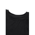 thumbnail image 3 of ABPHQTO Camiseta de manga corta con volantes en capas lisas negras para mujer, 3 of 5