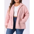 thumbnail image 2 of DARING DIVA Plus Size Drawstring Waist Zip-up Utility Jacket 1X Pink, 2 of 6