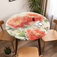 thumbnail image 5 of Bird Flower Elastic Fitted Round Table Cover Floral Leaves Waterproof Outdoor Tablecloth for Holiday Party, Picnic, Patio & Dining Fits Tables Up to 36"-44", 5 of 8