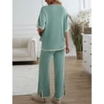 thumbnail image 3 of SWSMCLT Women's Baggy 2 Piece Outfit Autumn Crew Neck Date Breathable Comfy Matching Set Billowy Matching Outfit Light Green Large, 3 of 4