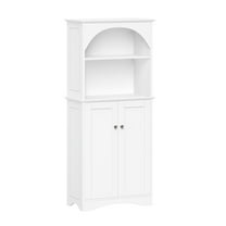 RiverRidge Two-Door Tall Kitchen Pantry Storage Cabinet with Open Shelves - White