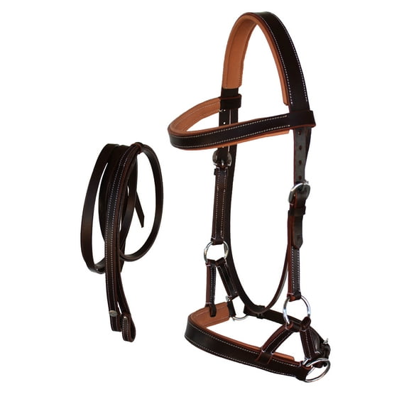 Western Horse Leather Bitless sidepull Bridle Reins 7710TN-C