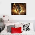 thumbnail image 4 of ONETECH  Music Wall Art Painting Gold Microphone and Headset Musical Note Picture Print on Canvas Modern Home Studio Living Room Decor Stretched and Framed Ready to Hang, 4 of 4
