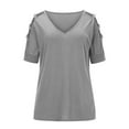 thumbnail image 4 of Mittory Women's Short Sleeve Cut Out Cold Shoulder Tops Deep V Neck T Shirts, 4 of 5