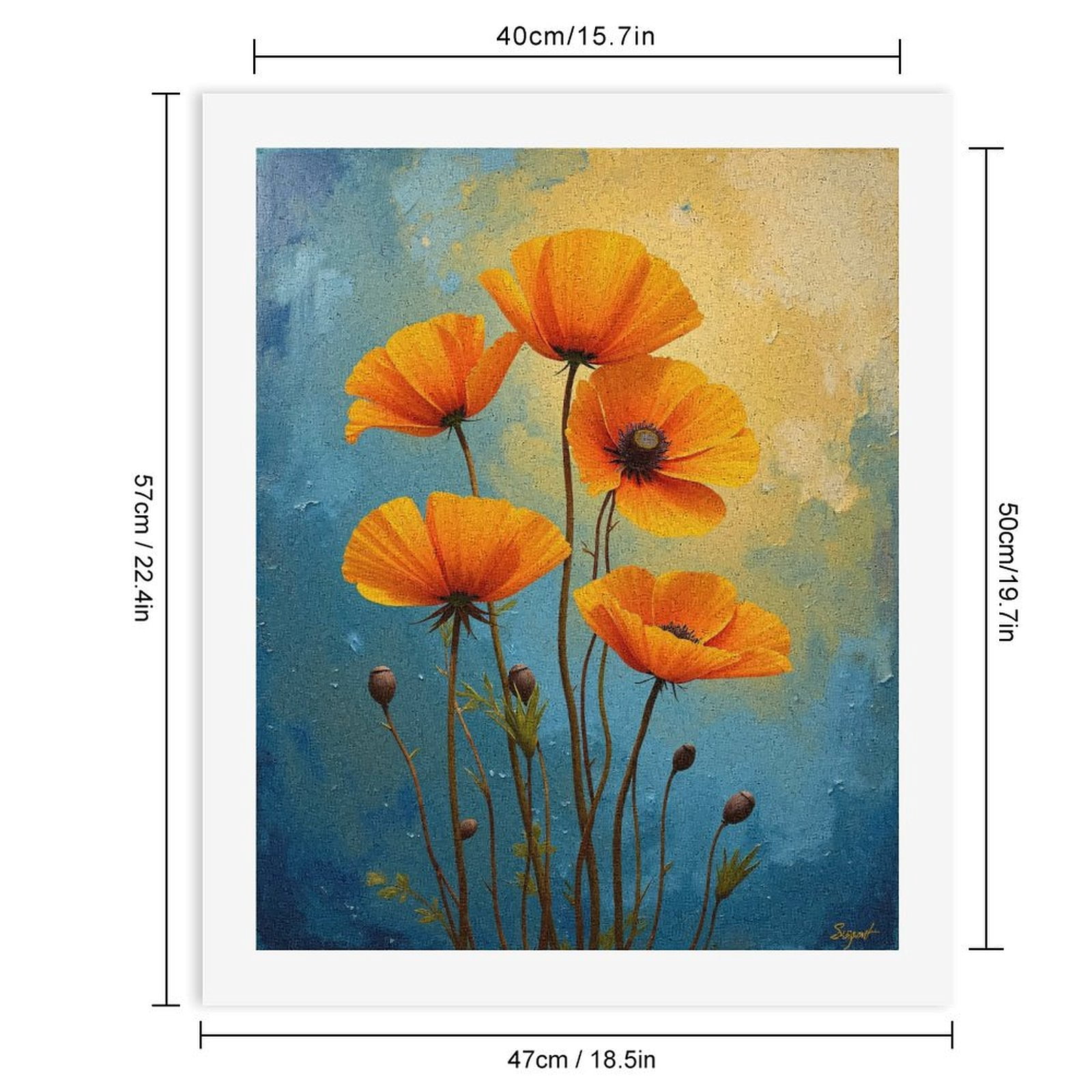 Paint By Numbers Kit for Adults Beginner - DIY Orange Flowers Abstract Art Painting Canvas Painting Kits for Adults, Frameless Paint By Number for Adults for Home Wall Decor 16x20 Inch