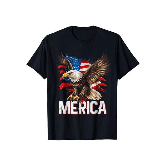 Patriotic Bald Eagle American Flag Merica Men's Graphic T-Shirt