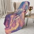 thumbnail image 3 of Sikiie Colorful Cloud White Horse Cozy Flannel Fleece Throw Blanket: Lightweight & Thick for All Seasons - Perfect for Women, Men, & Kids"60"x50", 3 of 6