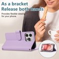 thumbnail image 5 of Wallet Phone Case Compatible with iPhone 16 Pro Max,Retro PU Leather Strap Wristlet Flip Phone Case with Magnetic Closure,[RFID Blocking] Card Holder and Kickstand for Men Women,Purple, 5 of 9