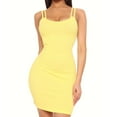 thumbnail image 2 of Wycnly Formal Dresses for Women Night Club Sexy Camisole Basic Bodycon Knitted Mini Dress Crewneck Sleeveless Solid 2024 Summer Short Dresses Yellow xl Clothes, 2 of 7