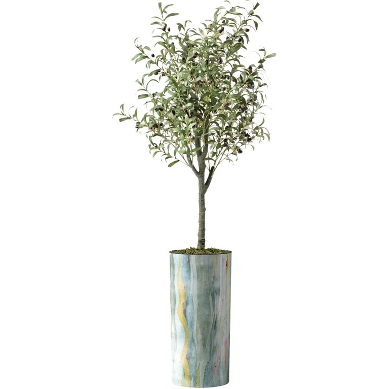 Artificial Tree in Modern Planter, Fake Olive Silk Tree, Artificial Plant for Indoor and Outdoor good Home Decoration