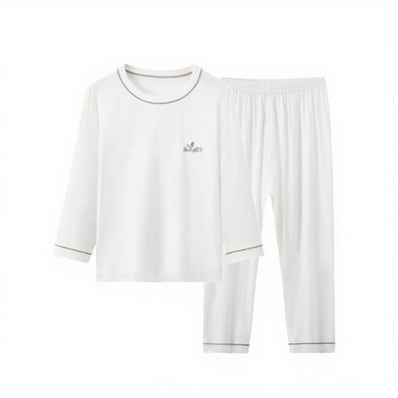 AHTJRT Kids Unisex Loungwear Outfits Cozy Soft Long Sleeve Top and Bottoms Set Sleepwear Nightwear 2 Pieces Fall Spring Pjs Set White 14-15 Years AHTJRT Kids Unisex Loungwear Outfits Cozy Soft Long Sleeve Top and Bottoms Set Sleepwear Nightwear 2 Pieces Fall Spring Pjs Set White 14-15 Years