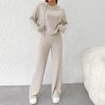thumbnail image 2 of AherBiu Lounge Sets for Women Ribble Knitted Pullover Hoodie High Waisted Pants Ladies Two Piece Outfits, 2 of 5