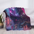 thumbnail image 3 of Fotbe Neon Buddha Cityscape Manta de Franela con Estampado, Manta Ultrasuave para Cama, Sofá, Auto, Hipoalergénica y Antibolitas-80"x60", 3 of 6