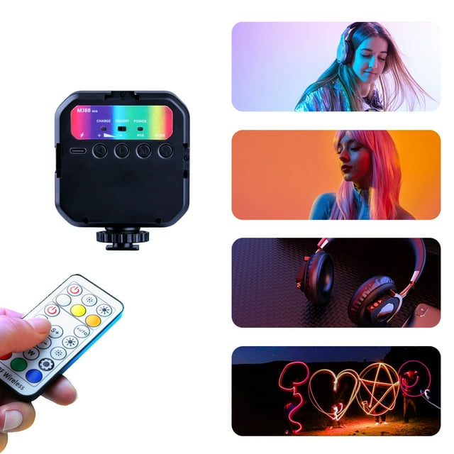 Luz LED RGB para cámara, mini luz LED recargable para video, luz de fotografía profesional regulable para vlogs