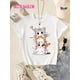 thumbnail image 1 of Camiseta gráfica de gatos apilados para niñas, camiseta informal de algodón con cuello redondo y ligera elasticidad, top de punto de verano con estampado de gatos de dibujos animados para niñas de 12, 1 of 7