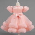 thumbnail image 4 of Girls Dresses Ruffle Sleeve Unicorn Print Rainbow Sequins Tulle Tutu Dress Kids Wedding Birthday Party Princess Clothes for Girl Pink 4-5 Years, 4 of 6