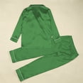 thumbnail image 6 of Fgnfyis Kid's Satin Silk Button Down Pajamas Sets Solid Two Piece Family Christmas Pajamas Sleepwear Loungewear Long Sleeve Silk Nightwear for Kids Light Green 11-12 Years, 6 of 9