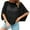 Black, variant on Raeneomay Batwing Sleeve Tops for Women Casual Loose Solid Color Hollow-Out Short-Sleeved Round Neck Casual Tunic Tops Blouse
