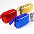 thumbnail image 4 of Travel Jewelry Case Organizer, Hard Shell Zipper Case, Brushed Tinplate, 4X3 In, Red, Jewelry Storage, Storage Organizer, Women Travel Accessories, 1 Pc, 4 of 7