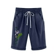 thumbnail image 2 of CALAFEBILA Cotton Linen Bermuda Shorts for Women Knee Length Drawstring Casual Women Shorts Plus with Pockets, 2 of 6
