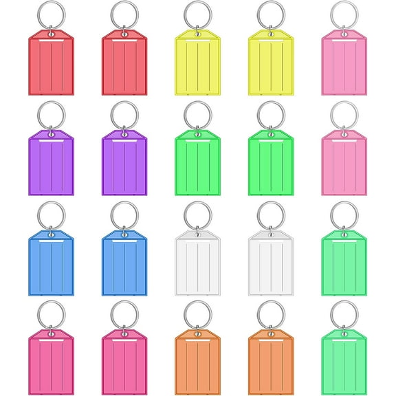 Pack of 20 Key Fobs, Can Be Written On Key Tags Plastic Key Tags Key Labels for Labelling for Keys, Suitcases, Bags, Pets (10 Colours)