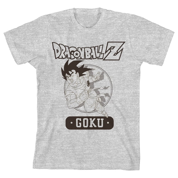 Dragon Ball Z Goku Character Circle Crew Neck Short Sleeve Athletic Heather Boy's T-shirt-Medium