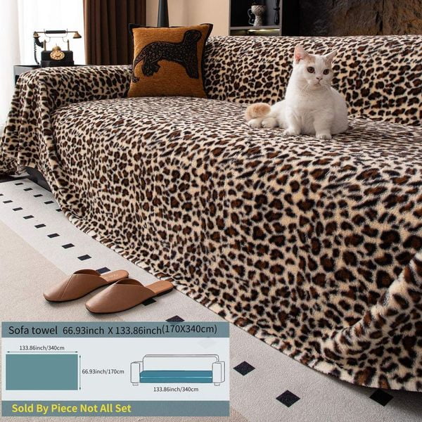 West Ivory 4-Seater Ultra-Thick Winter Soft Plush Couch Cover – Washable Furniture Protector for Dogs, Pets, Anti-Slip, Anti-Dust Sofa Cushion Cover, Apricot, 133.86 x 66.93 Inches