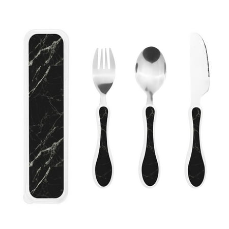 

3 Piece Children S Knife Fork And Spoon Stainless Steel Tableware Christmas Halloween Family Dinner Kindergarten Outdoor Picnic Birthday Black Marble White Texture Artwork