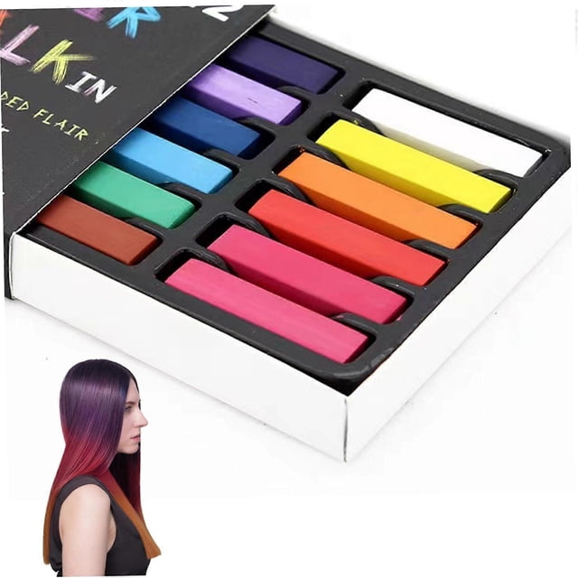 Tizas temporales para el cabello, 12 colores, lavables, no tóxicas, set para fiestas infantiles y Halloween.