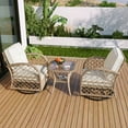 thumbnail image 2 of 3PCS Rattan Patio Furniture Set, 2-person Luxurious Outdoor Chair Set with Table, Porch Bistro Wicker Swivel Rocker with Cushions, 2 of 9