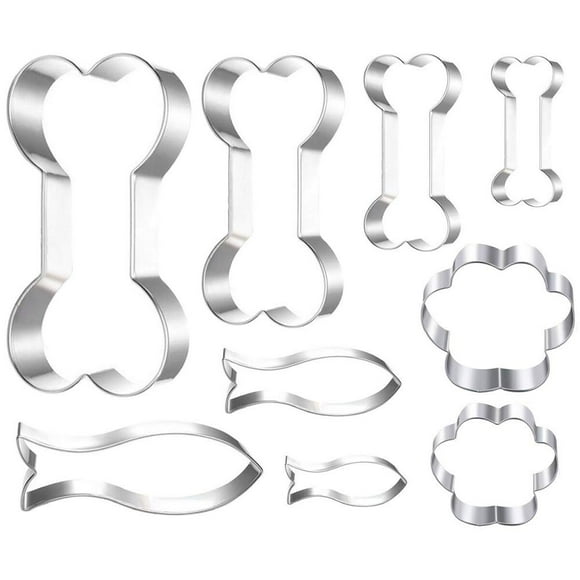Lubtosmn Dog Bone Cookie Cutter Set-9 Piece-Large And Mini Dog Bone Paw Fish Cookie Cutters Baking Molds For Small Large Dog Cat Treats And Dog Cat Cake Topper Decoration Took Kit