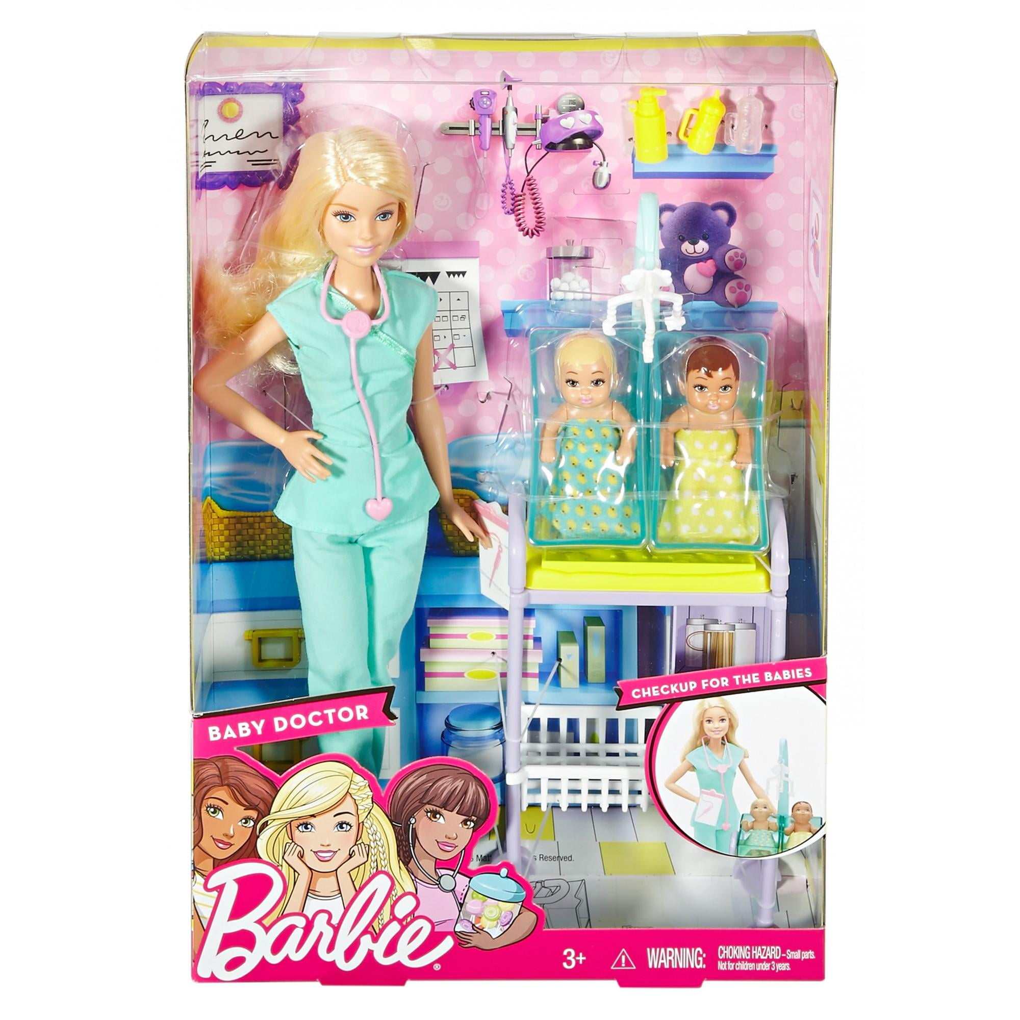 Barbie Careers Baby Doctor Barbie Doll Blonde with 2 Patients