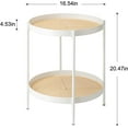 thumbnail image 3 of All Metal Side Table, 2 Tier Anti Rust End Table with Imitation Rattan Pattern on Removable Trays, Round Table for Living Room, Small Nightstand for Bedroom 20.47 Inch x 16.54 Inch Pearl White, 3 of 17
