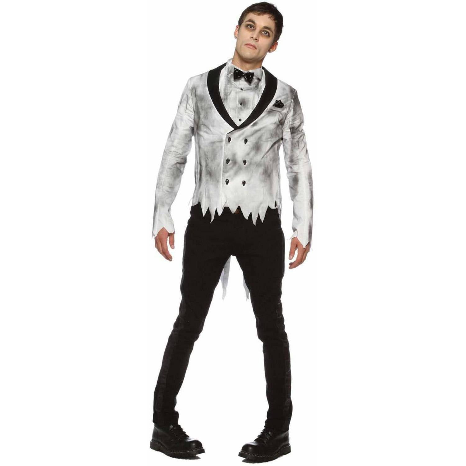 Mens Zombie Corpse Dead Groom Costume Adult Ghost Halloween Fancy Dress M L XL