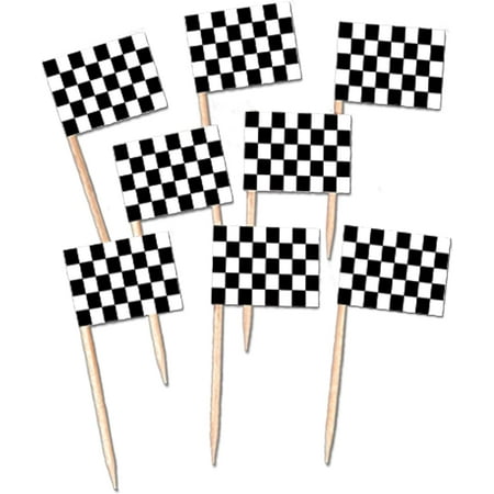 50 Piece Checkered Racing Flag Party Food Picks For Race Car Party Sports Event