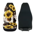 thumbnail image 3 of Uorisanigo 2 pcs Car Seat Cover, Soft Plush Sunflower Cow Print Car Seat Cushions Front Set, Universal Fits Most Vehicle SUV Truck Minivan, Auto Interior Accessories, 3 of 7