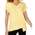 thumbnail image 2 of CALVIN KLEIN $49 Womens New Yellow Performance Asymmetrical T-shirt XXL B+B, 2 of 2
