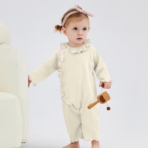 Monos de otoño e invierno para niños y niñas, monos de manga larga con botones y cuello redondo, monos cortos lisos, monos de poliéster para niños.